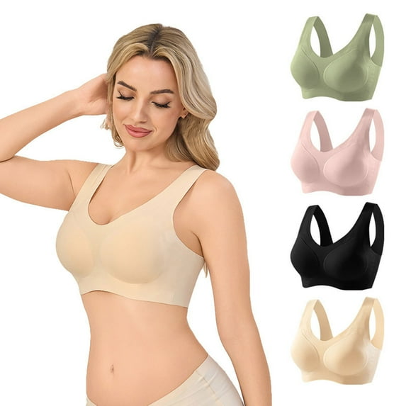 AGWOLF Seamless Jelly Bras for Women No Underwire Full Coverage Bra Comfort Smoothing Wavy Bras for Women