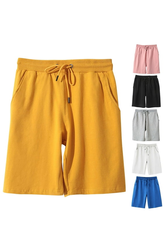 Shorts for Women with Pockets Wide Leg Bermuda Pants Plus Size Elastic Waist Shorts Loose Fit Cropped Joggers for Hiking Running