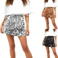 thumbnail image 1 of AGWOLF Sparkly Sequin Skirt for Women Stretch Bodycon Mini Skirts Glitter Night Out Skirt Shiny Concert Party Skirts Gold, 1 of 9