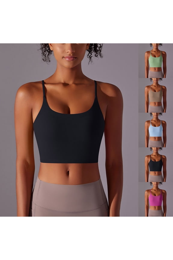 Sports Bra for Women Seamless Workout Crop Tank Tops with Build in Bra High Impact Wirefree Longline Athletic Bra Square Neck Spaghetti Strap Yoga Tank Green XL