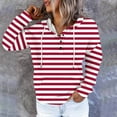 thumbnail image 1 of AGWOLF Striped Sweatshirts for Women Vintage Aesthetic Button Down Hooded Pullover Y2K Long Sleeve Hoodies Fall Winter Tops, 1 of 6