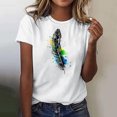 thumbnail image 1 of AGWOLF Summer T Shirts for Women Cute Feather Graphic Tees Loose Fit Short Sleeve Shirt Vintage Printed Shirt Daily Travel Tops, 1 of 5