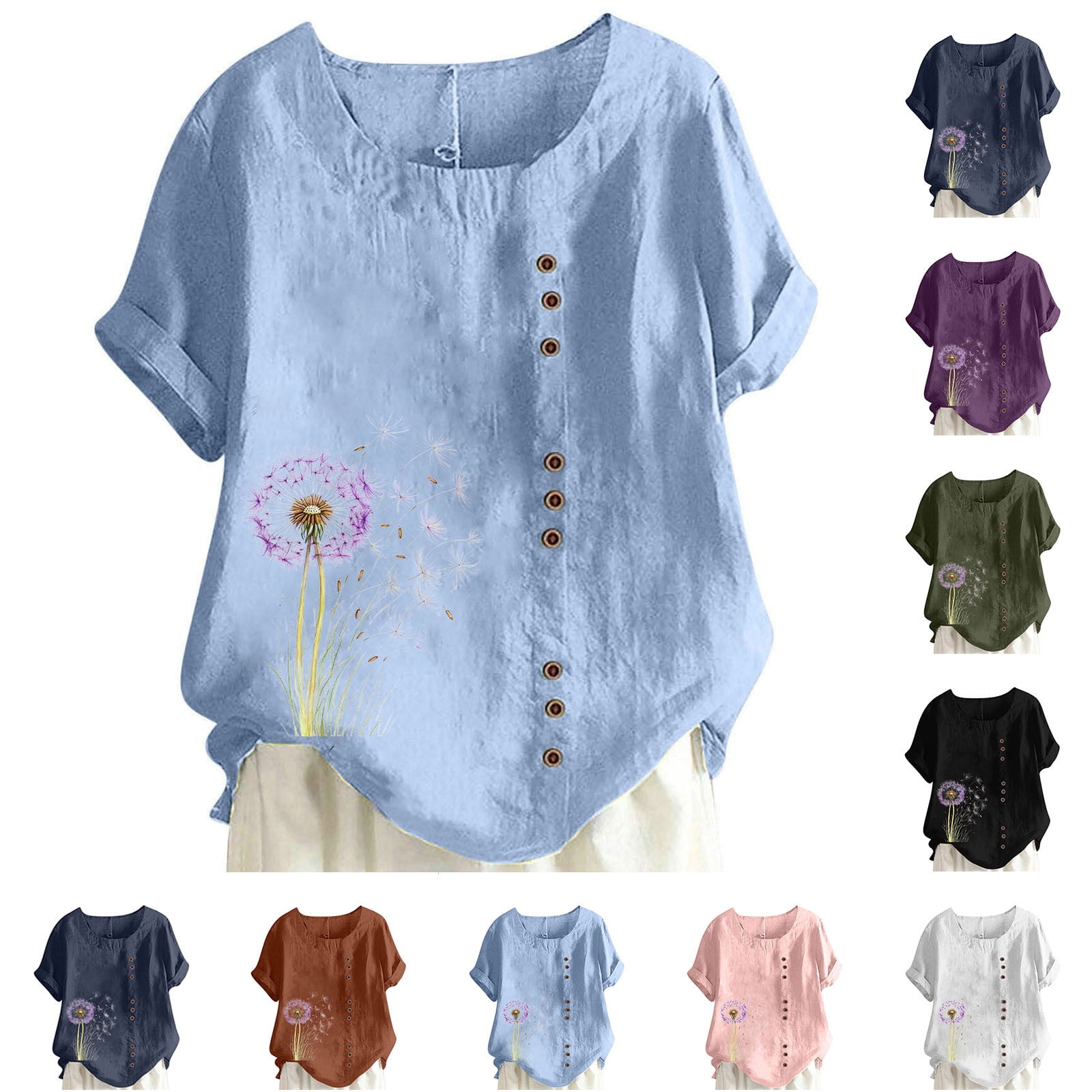 AGWOLF Summer Tops for Women Plus Size Short Sleeve Shirts Loose Fit ...