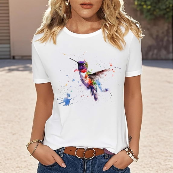 AGWOLF T Shirts for Women Summer Casual Graphic Tees Loose Fit Short Sleeve Shirts Animal Printed Lounge Tops