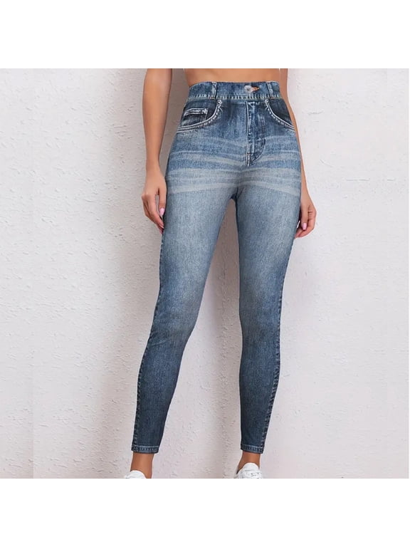 Tummy Control Jeans for Women Skinny Butt Lift Denim Pants Casual High Waist Trousers with Pockets
