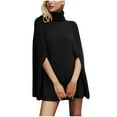 thumbnail image 1 of AGWOLF Turtleneck Sweater for Women Fall Winter Poncho Ribbed Knit Pullover Loose Solid Cape Wrap Sweaters, 1 of 3