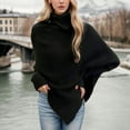 thumbnail image 1 of AGWOLF Turtleneck Sweaters for Weomen Comfy Ribbed Knit Batwing Sleeve Jumper Trendy Asymmetrical Hem Pullover Tops, 1 of 3