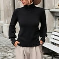 thumbnail image 1 of AGWOLF Turtleneck Sweaters for Weomen Slim Ribbed Knit Lantern Long Sleeve with Button Pullover Cozy Lightweight Fall Winter Tops, 1 of 9