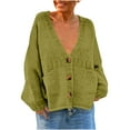 thumbnail image 1 of AGWOLF V Neck Swaters for Women Chunky Oversized Cardigan Sweater Cozy Knit Button Down Outwear with Pockets Casual Solid Basic Tops, 1 of 4