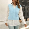 thumbnail image 1 of AGWOLF Vest Sweaters for Women Casual Solid Color Cable Knit Pullover Fall Crop V Neck Tops, 1 of 5