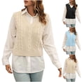 thumbnail image 1 of AGWOLF Vest Sweaters for Women Casual Solid Color Cable Knit Pullover Fall Crop V Neck Tops, 1 of 6