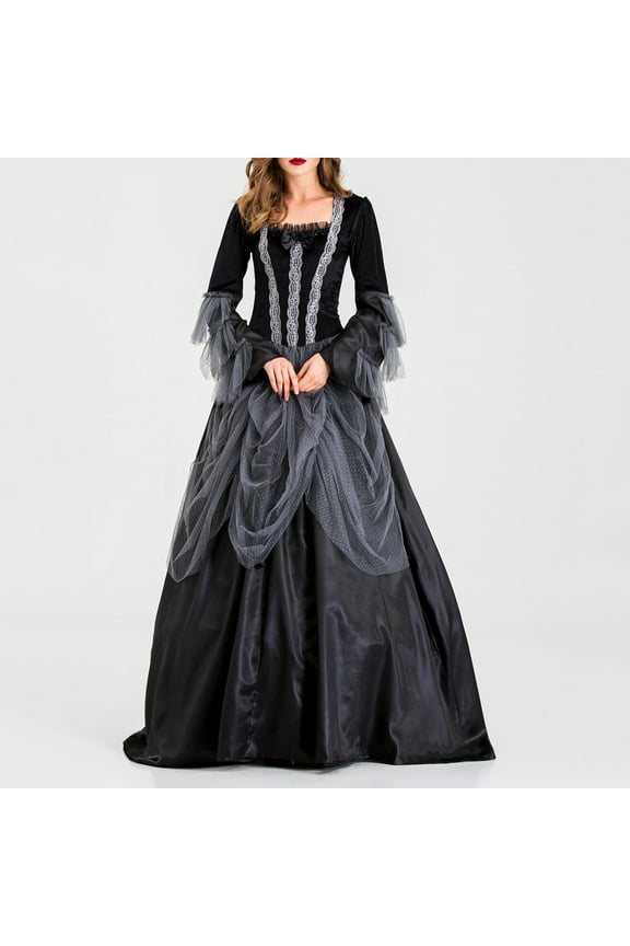 Victorian Dress Ball Gown Women Vintage Medieval Dress Queen Renaissance Corset Prom Dress Fashion Long Sleeve Tulle Patchwork Dress Witch Halloween Costume