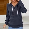 thumbnail image 1 of AGWOLF Waffle Knit Hoodies for Women Trendy Long Sleeve Tops Comfy Button V Neck Hooded Sweatshirts Loose Fit Fall Pullover, 1 of 3
