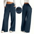 thumbnail image 1 of AGWOLF Wide Leg Jeans for Women Baggy High Waisted Denim Pants Stretch Elastic Waistband Drawstring Trousers with Pockets Trendy Pull On Mom Jean Dark Blue XL, 1 of 10