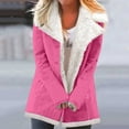 thumbnail image 1 of AGWOLF Winter Warm Fleece Lined Jackets for Women Cozy Plain Color Long Coats Soft Lapels Button Down Outwear Coat with Pockets Outdoor Travel Clothes, 1 of 6