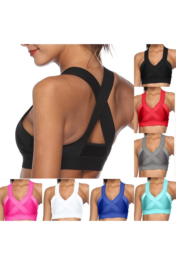 Women High Impact Racerback Workout Tops U Neck Athletic Tank Top Running Bra Backless Yoga Crop Cami Red XL