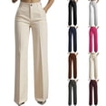 thumbnail image 1 of AGWOLF Women Wide Leg Dress Pants High Waist Wide Leg Work Trousers Button Pleated Slacks Business Casual Outfits Wine XL, 1 of 8