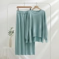 thumbnail image 1 of AGWOLF Women's 2 Piece Outfits Sweatshirt Lounge Sets Textures Long Sleeve Tops and Straight Wide Leg Pants Matching Sets Sweatsuits, 1 of 3
