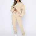 thumbnail image 1 of AGWOLF Women's 2 Piece Sweatsuits Sets Long Sleeve Crewneck Pullover Tops High Waisted Drawstring Sweatpants Matching Sports Suits Fall Outfits, 1 of 8