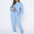 thumbnail image 1 of AGWOLF Women's 2 Piece Sweatsuits Sets Long Sleeve Crewneck Pullover Tops High Waisted Drawstring Sweatpants Matching Sports Suits Fall Outfits, 1 of 7