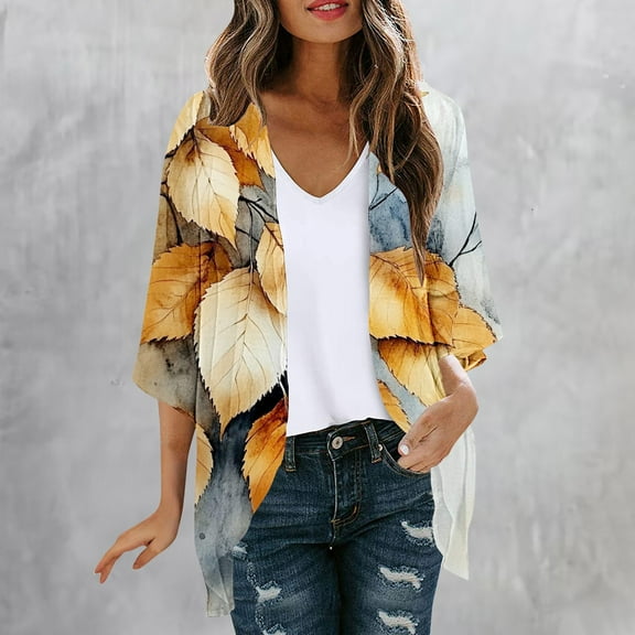 AGWOLF Women's Boho Kimono Beach Cover up for Summer Bathing Suits Cardigans Retro Floral Print Kimonos Casual Loose Cover Ups Lightweight Chiffon Cardigan Tops Multicolor,XXL