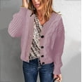 thumbnail image 1 of AGWOLF Women's Cardigan Sweater Cozy Cable Knit Button Up Jackets Warm Long Sleeve Solid Color Coat, 1 of 6