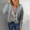 thumbnail image 1 of AGWOLF Women's Cardigan Sweater Cozy Cable Knit Button Up Jackets Warm Long Sleeve Solid Color Coat, 1 of 6