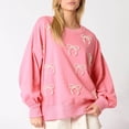 thumbnail image 1 of AGWOLF Women's Cute Bow Sweatshirt Oversized Crew Neck Pullover Preppy Lantern Long Sleeve Y2k Tops, 1 of 6