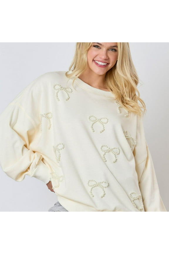 Women's Cute Bow Sweatshirt Oversized Crew Neck Pullover Preppy Lantern Long Sleeve Y2k Tops