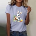 thumbnail image 1 of AGWOLF Women's Easter Shirt Short Sleeve Cute Bunny Print T-shirt Loose Fit Crew Neck Pullover Religious Tops Graphic Tees Gray XXXL, 1 of 5