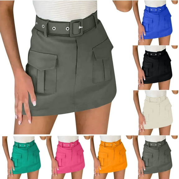 AGWOLF Women's Hiking Cargo Skorts High Waisted Dressy Casual Shorts with Pockets Elegant Ladies Office Work Mini Skirts