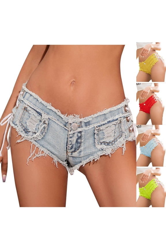 Women's Mini Denim Shorts Low Rise Cheeky Jeans Short Hot Pants Beach Party Clubwear Y2k Streetwear Jean Shorts