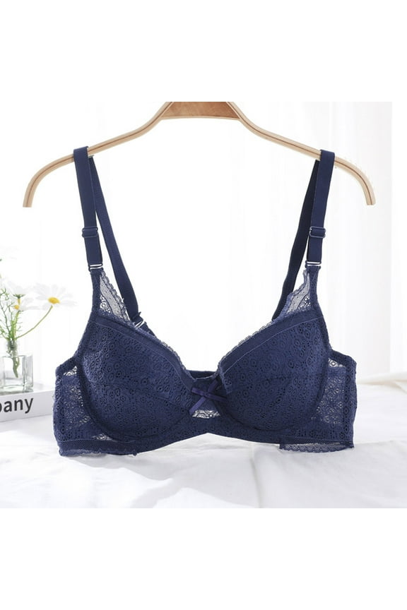 Women's Minimizer Bras Cute Lace Bras Lightweight No Sponge Push Up Everyday Bras Adjustable Spaghetti Straps Bras