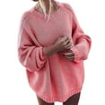 thumbnail image 1 of AGWOLF Women's Oversized Sweaters Chunky Mock Neck Knitted Jumper Tops Casual Batwing Sleeve Pullover, 1 of 1
