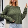 thumbnail image 1 of AGWOLF Women's Oversized Sweaters Trendy Cable Knit Crop Top Chunky Solid Color Jumper Pullover, 1 of 5