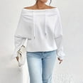 thumbnail image 1 of AGWOLF Women's Oversized Sweatshirts Long Sleeve Drawstring Off The Shoulder Pullover Y2k Sweatshirt Fall Travel Tops, 1 of 7