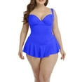 thumbnail image 1 of AGWOLF Women's Plus Size Swimsuit One Piece Tummy Control Ruffled Swim Dress V Neck Tankini Swimwear Bathing Suit with Mini Skirt, 1 of 3