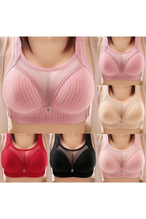 Women's Push Up Bra Full Coverage Sheer Bras No Underwire Support Bra Comfortable Padded Everyday Bra Bras