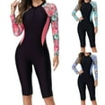 thumbnail image 1 of AGWOLF Women's Rash Guard Long Sleeve Shirts Boyleg One Piece Swimsuit Front Zip Surf Wetsuit Surfing Bathing Suits, 1 of 8