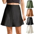 thumbnail image 1 of AGWOLF Women's Satin Silk Mini Skirt Elastic High Waist A-Line Short Skirts Elegant Summer Skirt for Women Army Green L, 1 of 9