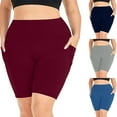 thumbnail image 1 of AGWOLF Women's Short Yoga Side Pockets High Waist Workout Running Shorts Plus Size Quick Dry Athletic Biker Shorts Wine XL, 1 of 7