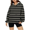 thumbnail image 1 of AGWOLF Women's Striped Sweatshirts Oversized Colorblock Hoodie Casual Long Sleeve Hooded Tops with Pocket, 1 of 4