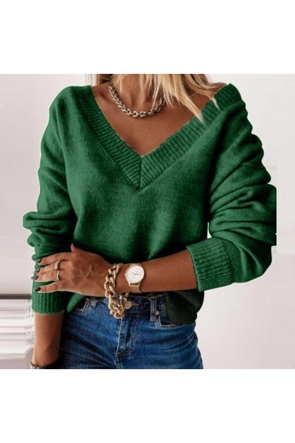 Women's V Neck Sweater Trendy Crisscross Wrap Ruched Pullover Loose Fit Ribbed Knit Tops