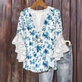 thumbnail image 1 of AGWOLF Women's Velvet Tops 3/4 Sleeve Ruffle Tunic Blouses Dressy V Neck Floral Shirts Fall Winter Clothes Evening Party Top, 1 of 6