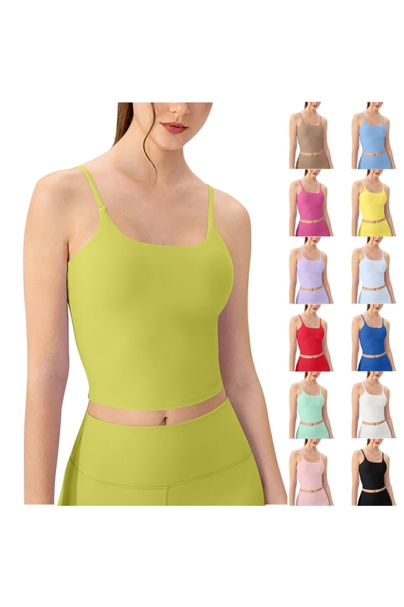 Women's Workout Sports Bras Fitness Removeable Padded Yoga Crop Tank Racerback Cami Tops Running Bra Medium Impact Hot Pink M