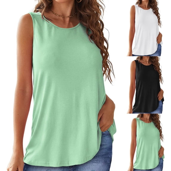 AGWOLF Women's Workout Tank Tops Loose Fit Racerback Tops Stretch Crewneck Tunic Long Tanks Running Fitness Gym Clothes Mint Green M