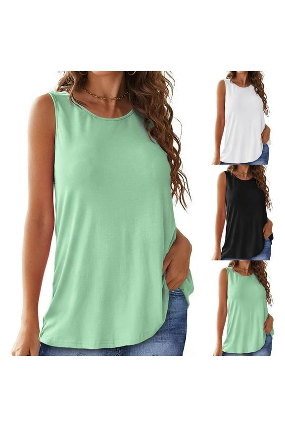 Women's Workout Tank Tops Loose Fit Racerback Tops Stretch Crewneck Tunic Long Tanks Running Fitness Gym Clothes White L