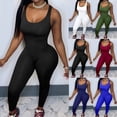 thumbnail image 1 of AGWOLF Women's Yoga Jumpsuits One Piece Workout Tank Tops Sleeveless Bodycon Rompers Seamless Tummy Control Bodysuits Gym Fitness Jumpsuit Black L, 1 of 8