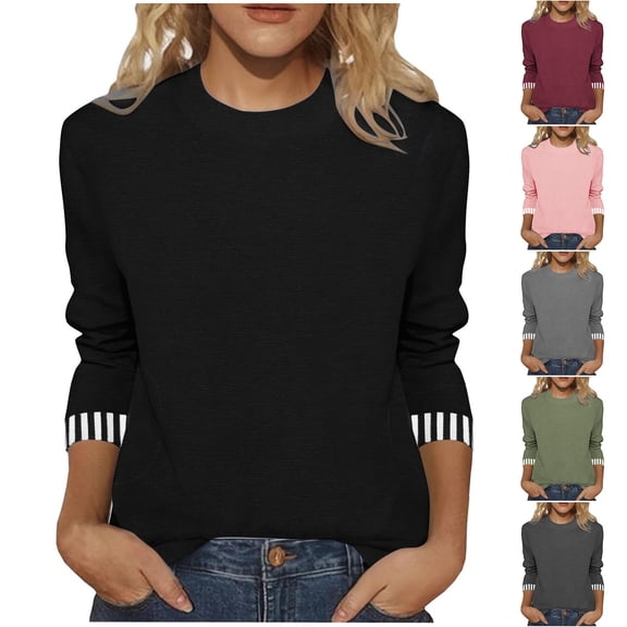 AGWOLF Womens 3/4 Length Sleeve Shirts Loose Crewneck Lightweight T Shirts Summer Fall Fashion Pullover Casual Basic Blouses