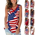 thumbnail image 1 of AGWOLF Womens 4th of July Sleeveless Shirts Trendy V Neck Tank Tops American Flag Printed Patriotic Tees 250th Anniversary USA Camisole Red L, 1 of 7